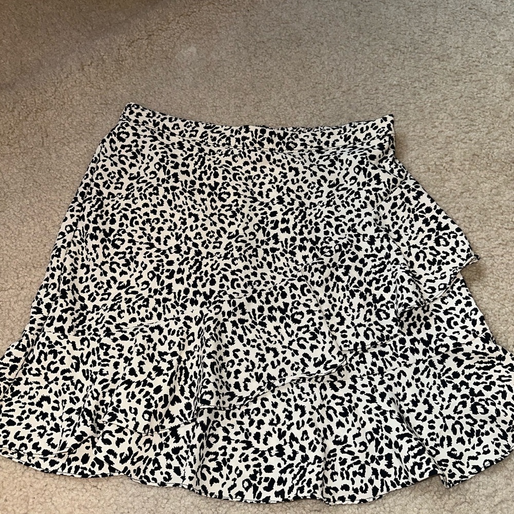 Altar'd State Black and White Animal Print Mini Skirt